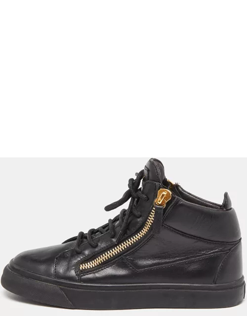 Giuseppe Zanotti Black Leather London High-Top Sneaker