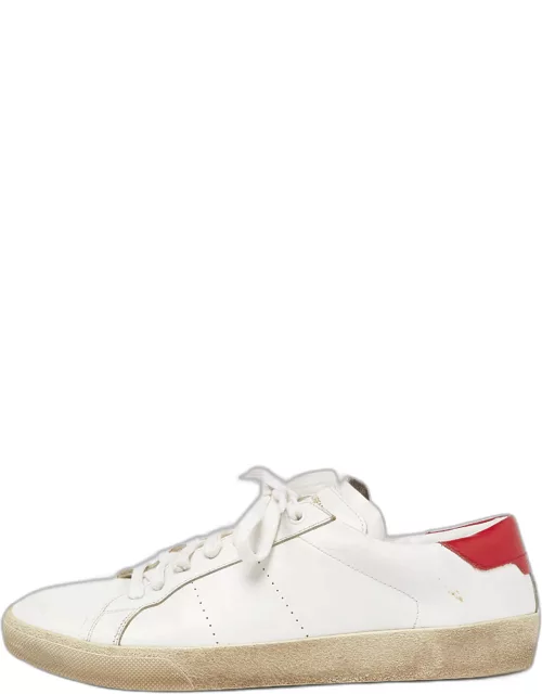 Saint Laurent White Leather Lace Up Sneaker