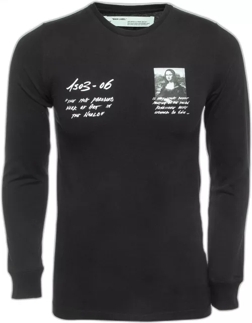 Off-White Black Monalisa Print Cotton Long Sleeve T-Shirt