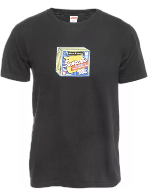 Supreme Black Cheese Graphic Print Cotton Crew Neck T-Shirt