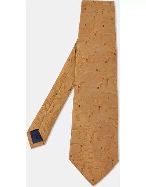 Ermenegildo Zegna Gold Brown Embossed Silk Jacquard Tie