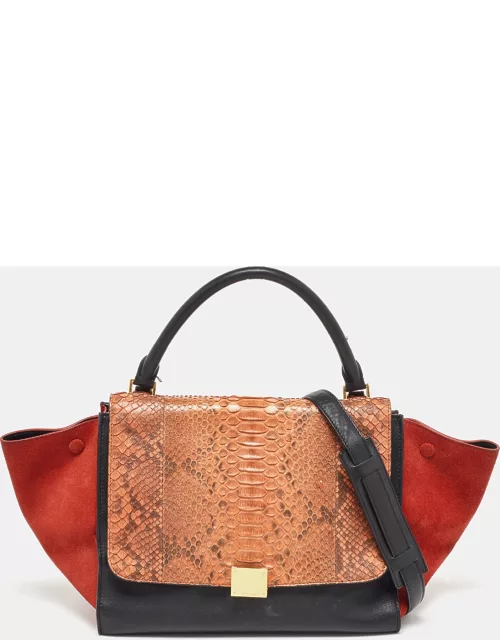 Celine Tri Color Leather and Python Medium Trapeze Bag
