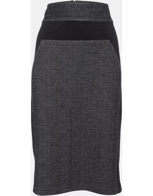Diane Von Furstenberg Grey Patterned Wool Blend Martey Midi Skirt