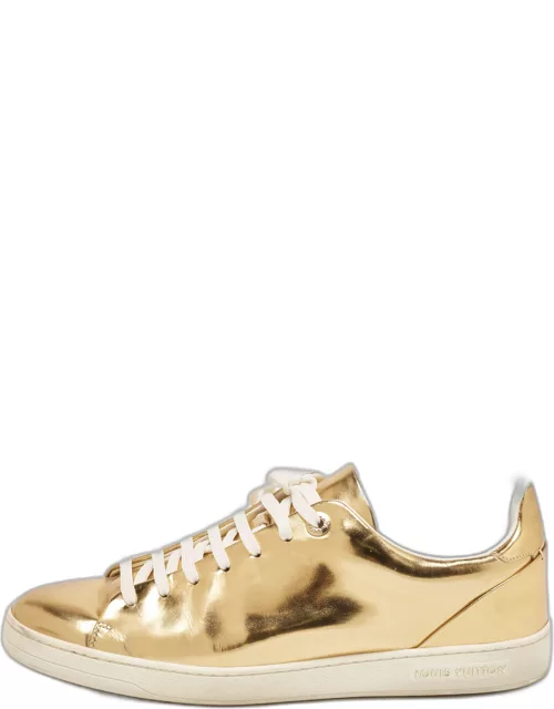 Louis Vuitton Gold Leather Frontrow Low Top Sneaker