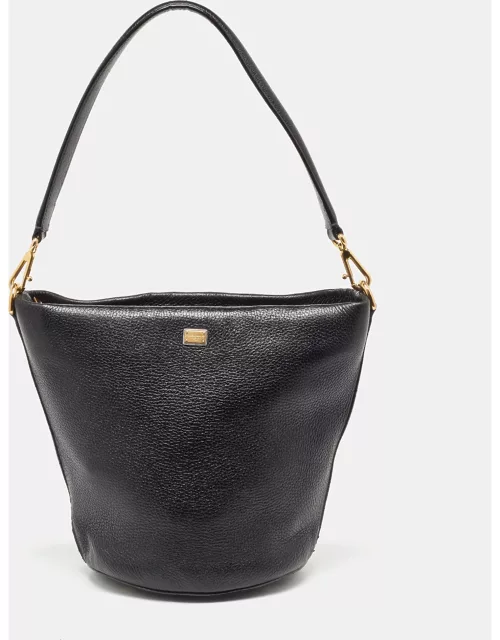 Dolce & Gabbana Black Soft Leather Bucket Bag