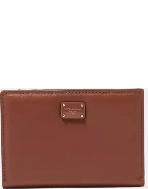 Dolce & Gabbana Brown Leather Bi-Fold Wallet