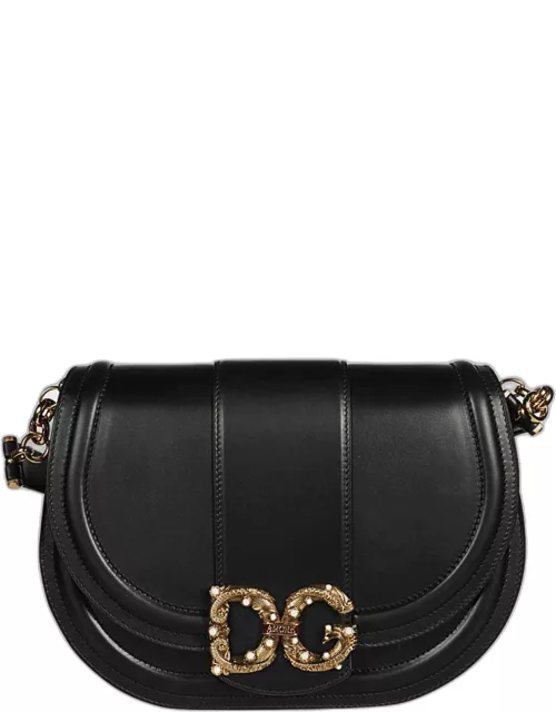 Dolce & Gabbana Black Leather Amore Messanger Bag