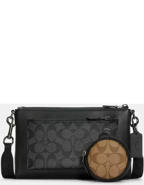 Coach Black Signature Canvas and Leather Holden Crossbody Bag
