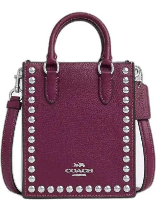 Coach Burgundy Leather and Rivets North South Mini Tote