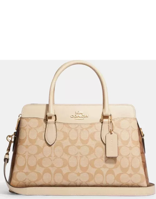 Coach Beige Signature Canvas and Leather Darcie Carryall Bag
