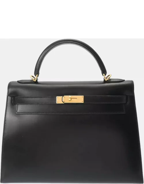 Hermes Kelly 32 Outside stitching Black Gold hardware D stamp (around 2000) Women's box calf 2WAY bag