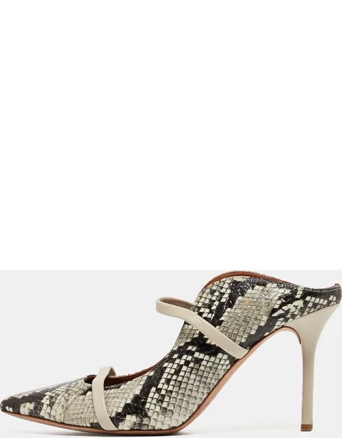Malone Souliers Grey/Black Python Embossed Leather Maureen Mule