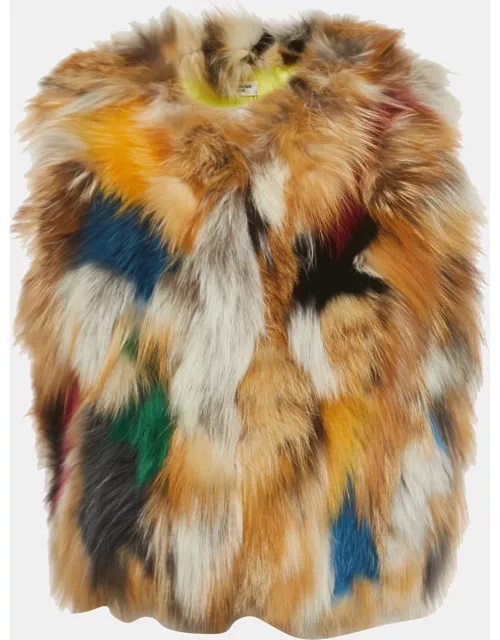 Zadig & Voltaire Multicolor Fur Sleeveless Cropped Jacket
