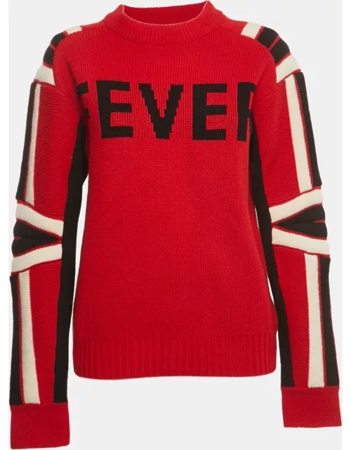 Zadig & Voltaire Red Patterned Wool Knit Crew Neck Sweater