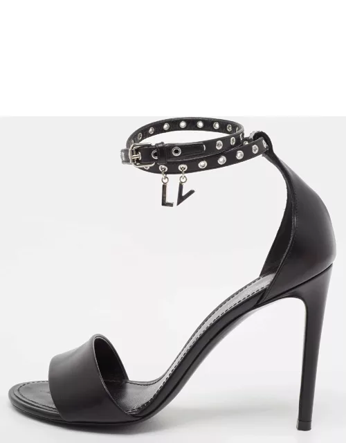 Louis Vuitton Black Leather Ankle Strap Sandal