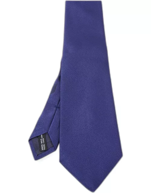 Salvatore Ferragamo Navy Blue Diagonal Striped Silk Tie
