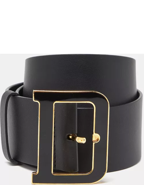 Dior Black Leather Wide Waist Belt 85C