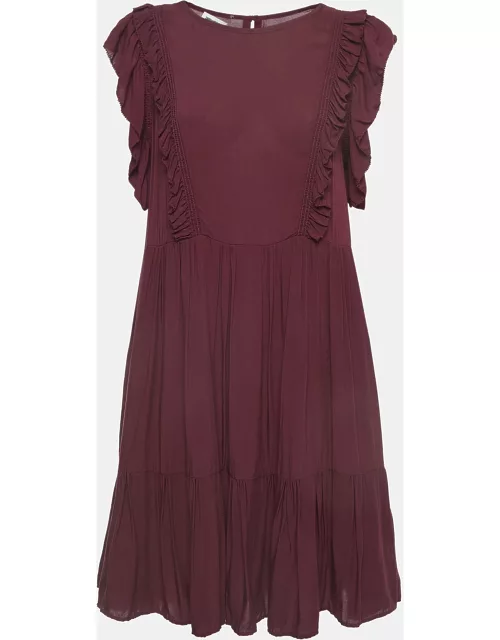 Zadig & Voltaire Purple Viscose Ruffled Mini Dress