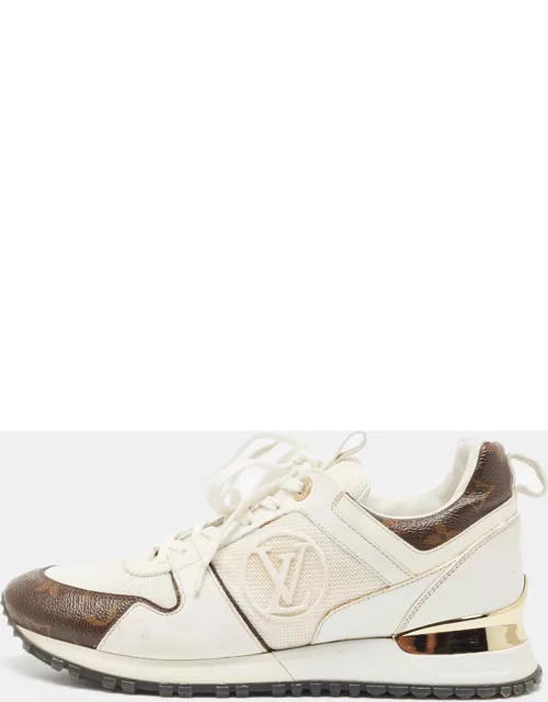 Louis Vuitton White Leather and Monogram Canvas Run Away Sneaker