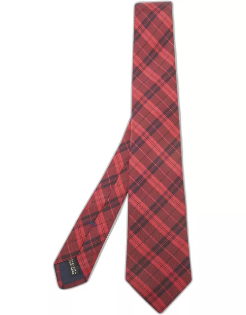 Salvatore Ferragamo Red Checked Silk Tie