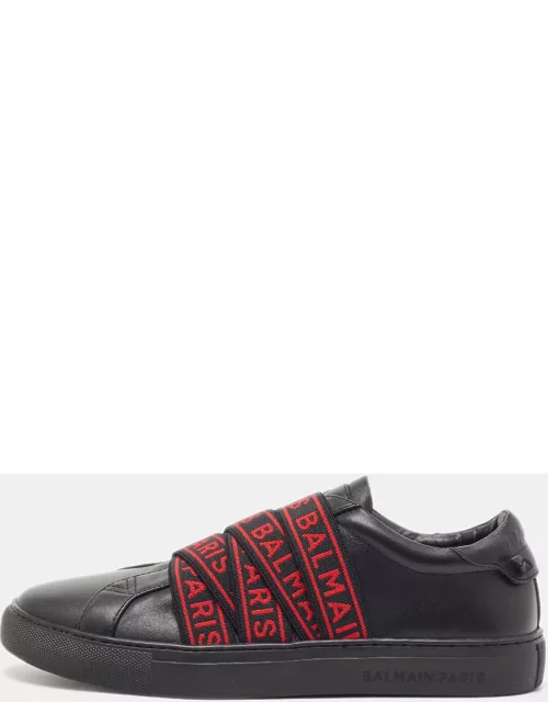 Balmain Black Leather Slip On Sneaker