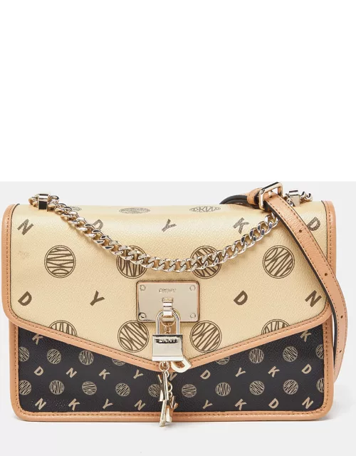 DKNY Tri Color Printed Coated Canvas and Leather Elissa Chain Shoulder Bag