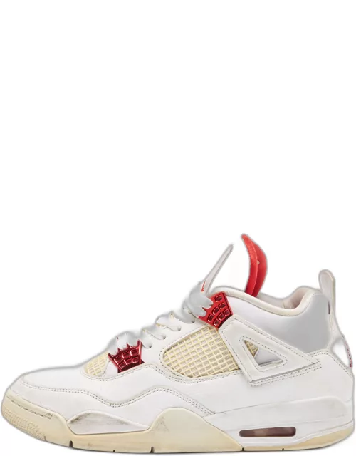 Air Jordans White Leather jordan 4 Retro Sneaker