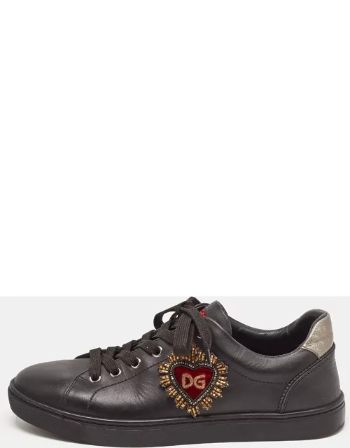 Dolce & Gabbana Black Leather DG Heart Sneaker