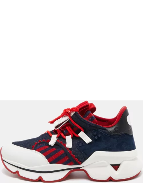 Christian Louboutin Denim And Leather Red-Runner Sneaker