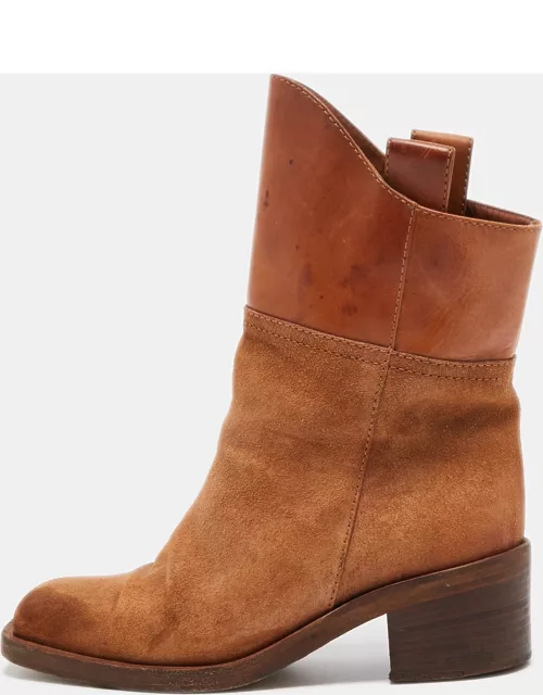 Chanel Brown Leather and Suede Ankle Boot