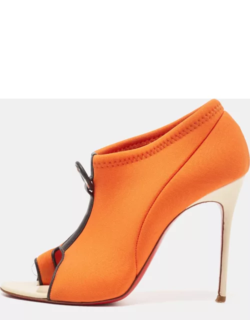 Christian Louboutin Orange Fabric Peep Toe Sandal