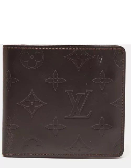 Louis Vuitton Cafe Brown Leather Monogram Glazed Compact Wallet