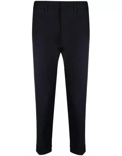 Low Brand Navy Blue Cotton Chino Trouser