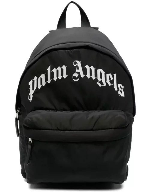 Palm Angels Curved Logo Big Backpack Black White