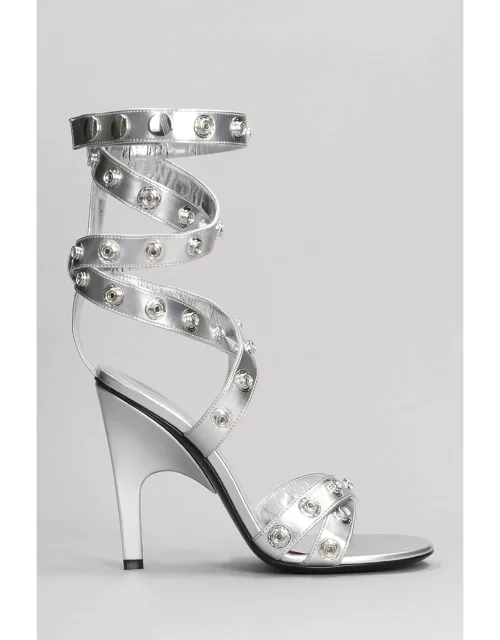The Attico Cosmo Sandals In Silver Leather