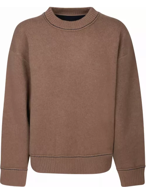 Sacai Cashmere And Cotton Beige Sweater