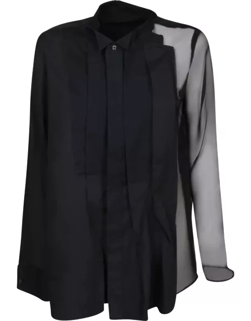 Sacai Chiffon Details Black Shirt