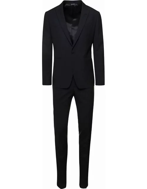 Reveres 1949 Single-breasted Suit In Black Wool Blend Man