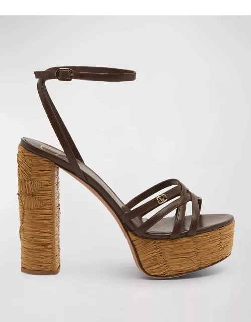 Raflower Raffia Ankle-Strap Platform Sandal