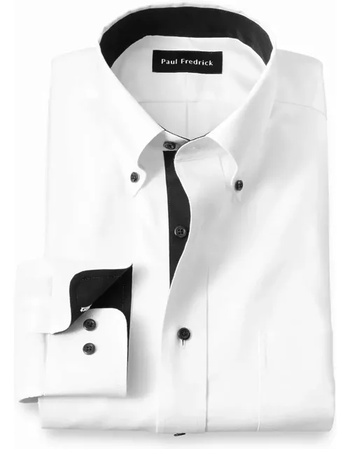 Comfort Stretch Non-iron Solid Dress Shirt With Contrast Tri
