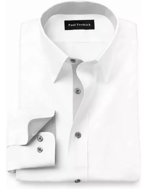 Comfort Stretch Non-iron Solid Dress Shirt With Contrast Tri