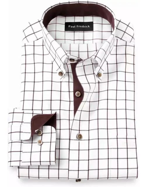 Comfort Stretch Non-iron Check Dress Shirt With Contrast Tri