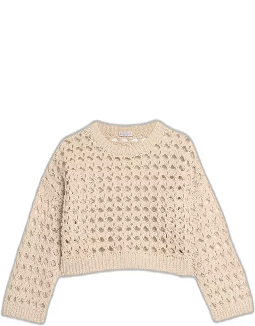 Jute Cotton Openwork Knit Sweater