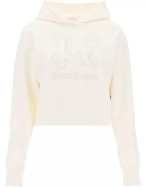 PALM ANGELS cropped hoodie with monogram embroidery