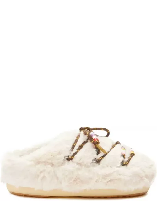 MOON BOOT Faux fur mules with bead