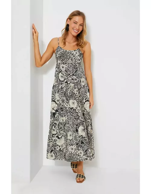 Black & Cream Floral Tiered Tilly Dres