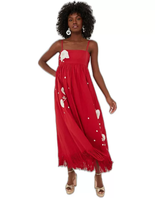 Venetian Red with Embroidery Gavin Midi Dres