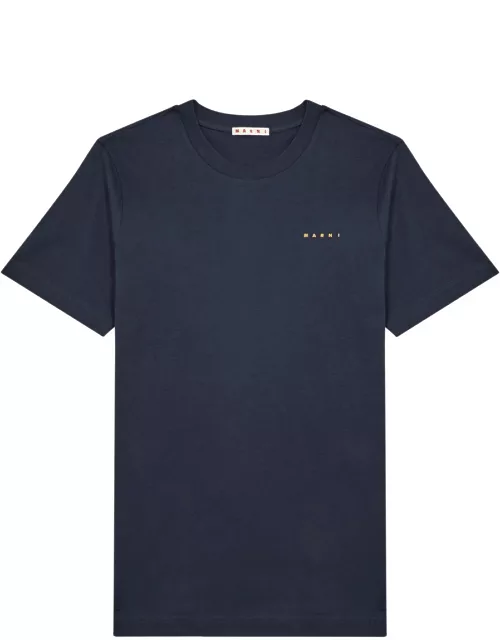 Marni Logo-embroidered Cotton T-shirt - Navy