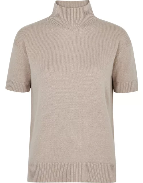 S Max Mara Paola High-neck Wool-blend top - Sand - S (UK8-10 / S)