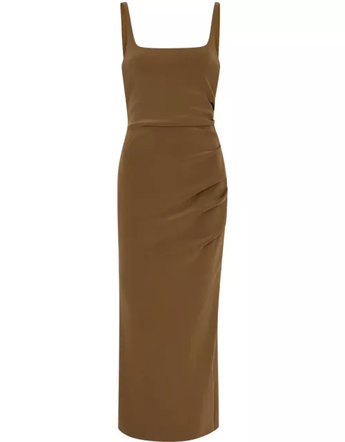 Bec & Bridge Karina Tuck Ruched Midi Dress - Chocolate - 10 (UK10 / S)